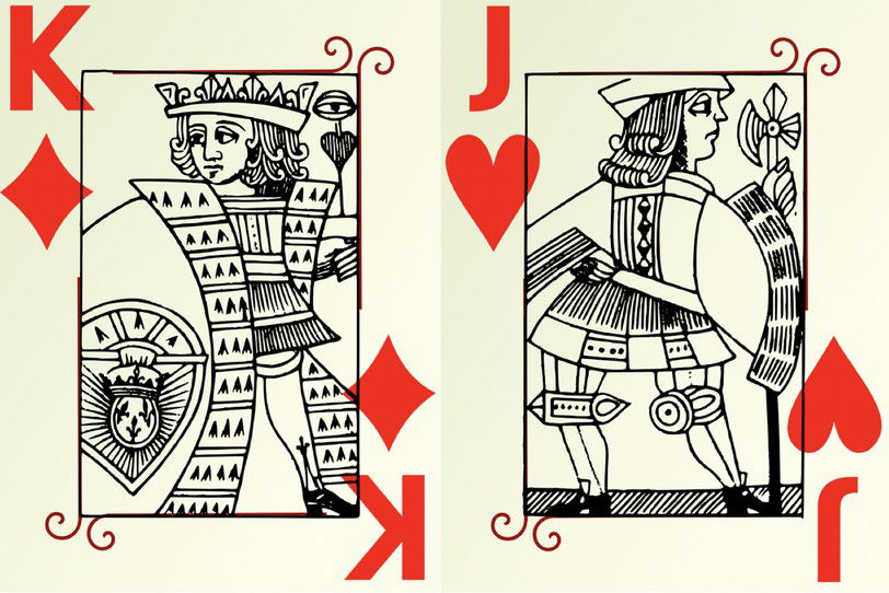 King, Queen, Jack of Clubs playing card,, Stock Video