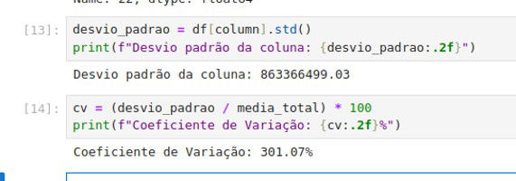 Desvio padrão e CV no pandas