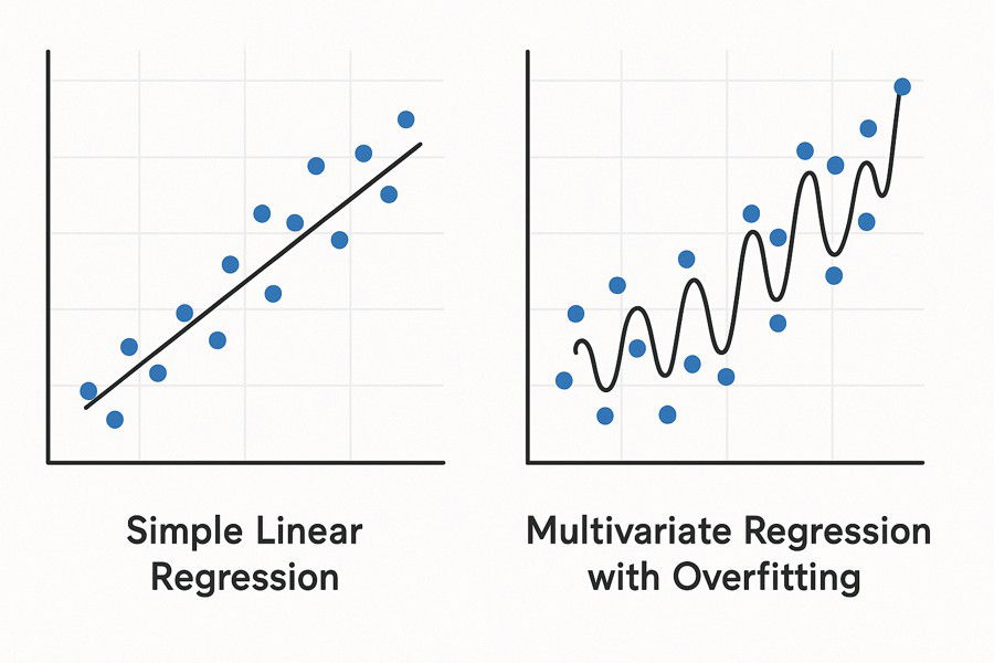 Regressão linear simples e Regressão multivariada com overfitting