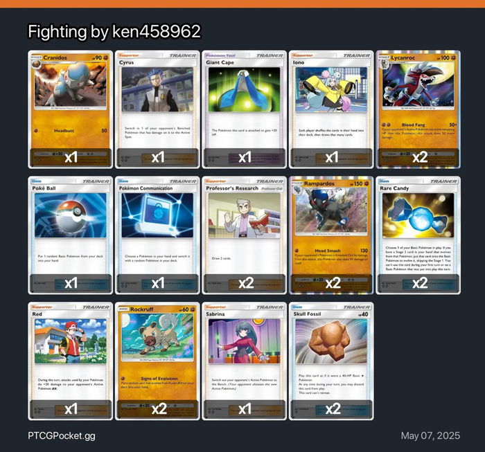 Deck played by Ken458962, who won THE GRAND TOURNAMENT