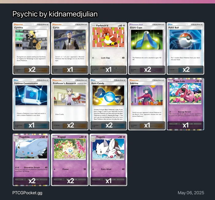 Deck played by Kidnamedjulian, runner-up at the FrogEx Celestial Guardians tournament