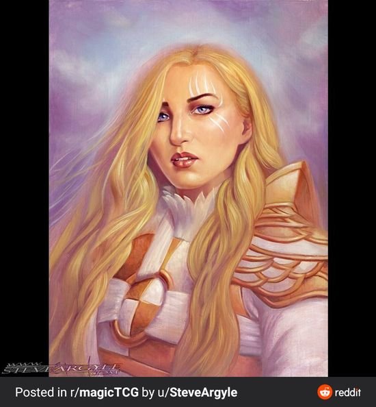 Magic: The Gathering artist paints a picture of Fanny in Serra, the Benevolent cosplay