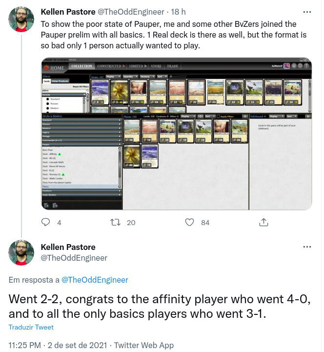 One of the basic lands players, KelMasterP, congratulated the Affinity player