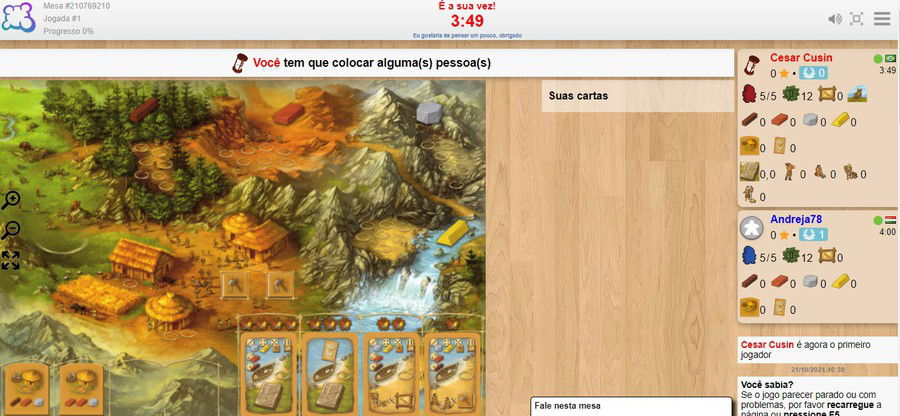 Jogo Stone Age no Board Game Arena