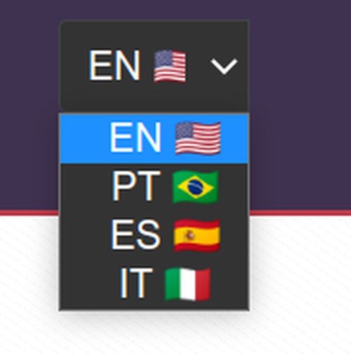 Para mudar de língua só clicar na bandeira acima do site