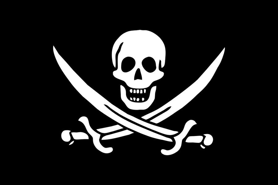 Bandeira mais conhecida entre os piratas, chamada de Jolly Roger