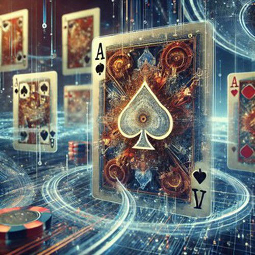 A futuristic depiction of AI-generated casino playing cards.