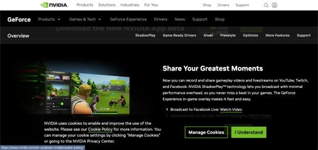 nvidia geforce for game recording