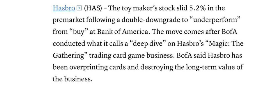 Resumo do relatório do Bank of America sobre a Hasbro - Imagem/CNBC