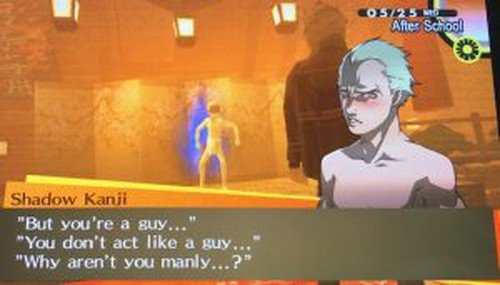 Part of Kanji’s Shadow dialogue, questioning his masculinity