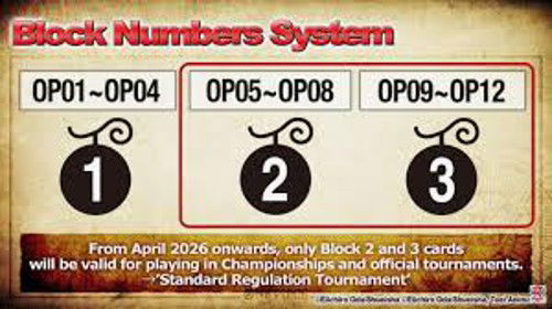 The One Piece TCG Rotation. Cards printed with a number 1 will no longer be valid in the standard format from April 2026 onward.