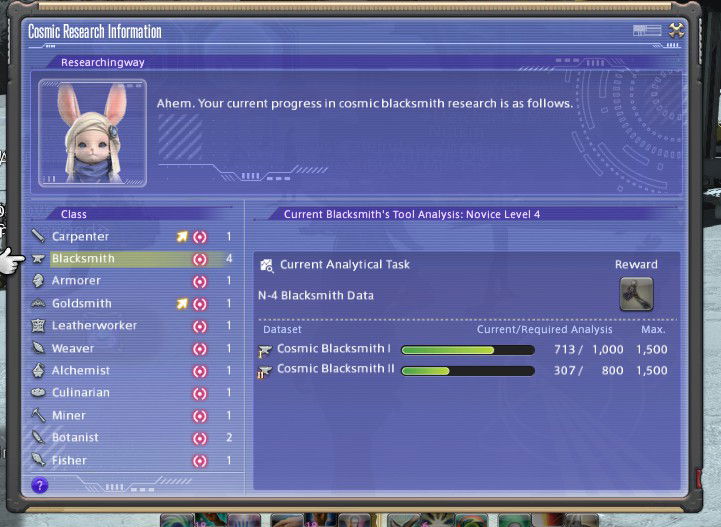 Menu da Researchingway. Assim que tiver pontos os suficiente, basta dar o upgrade da ferramenta