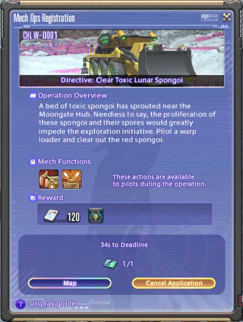 Janela com as informações de uma das Mech Ops