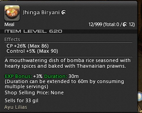 Food offering bonus control and more Crafting Points, allowing for more extensive combos during crafting