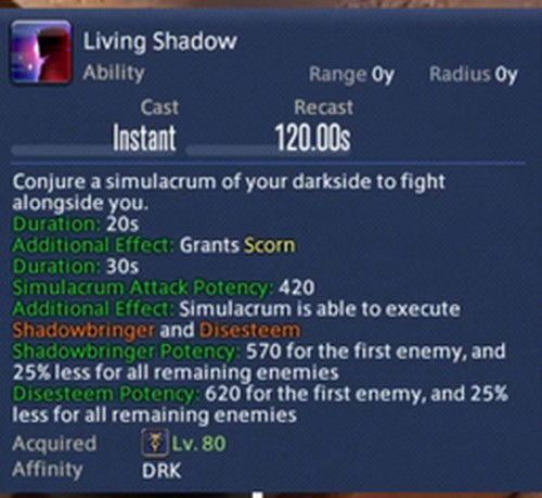 Tooltip do novo Living Shadow