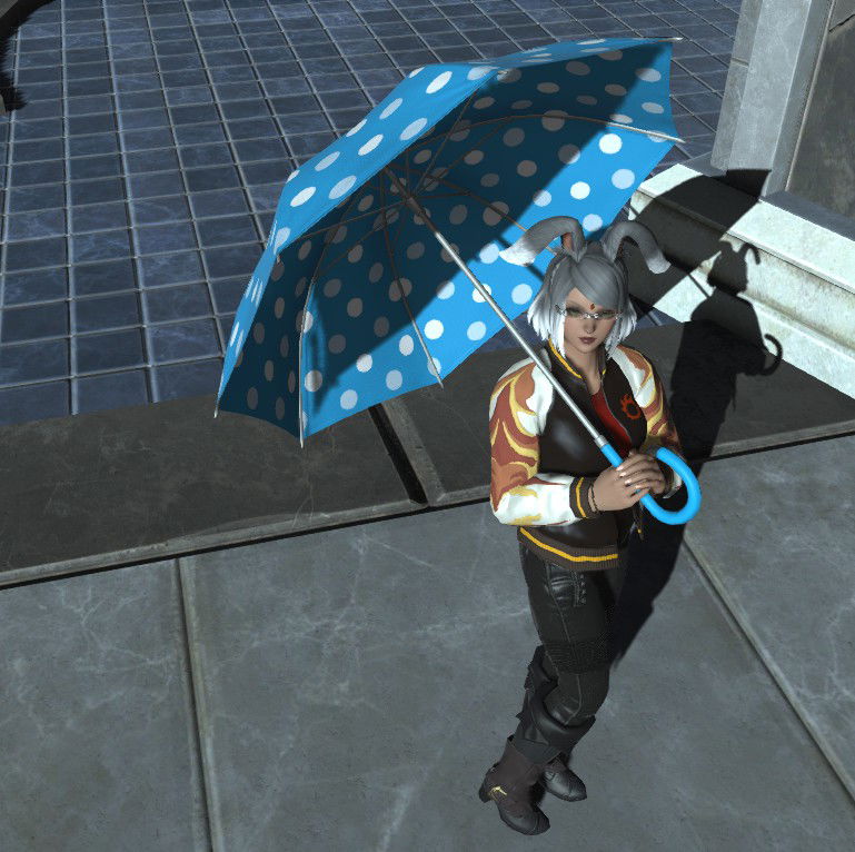 It doesn't suit me at all, but here it is. It can be purchased through the Pleasant Dot Parasol item for 50 event tokens