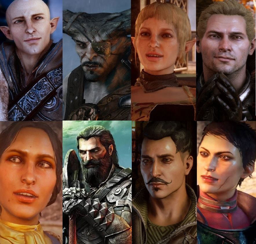 Solas, Iron Bull, Sera, Cullen, Josephine, Blackwall, Dorian and Cullen