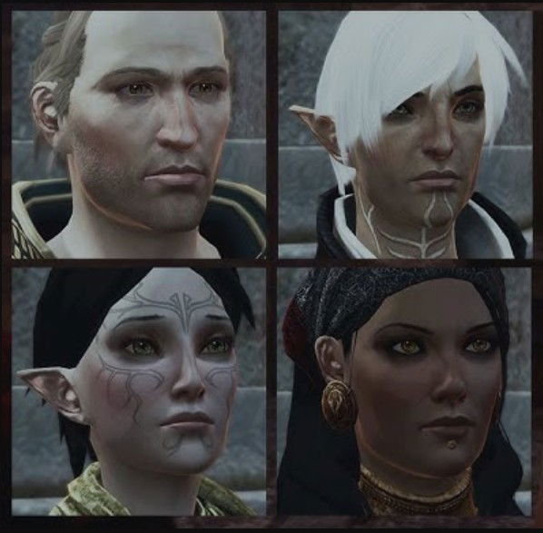 Anders, Fenris, Merrill e Isabella