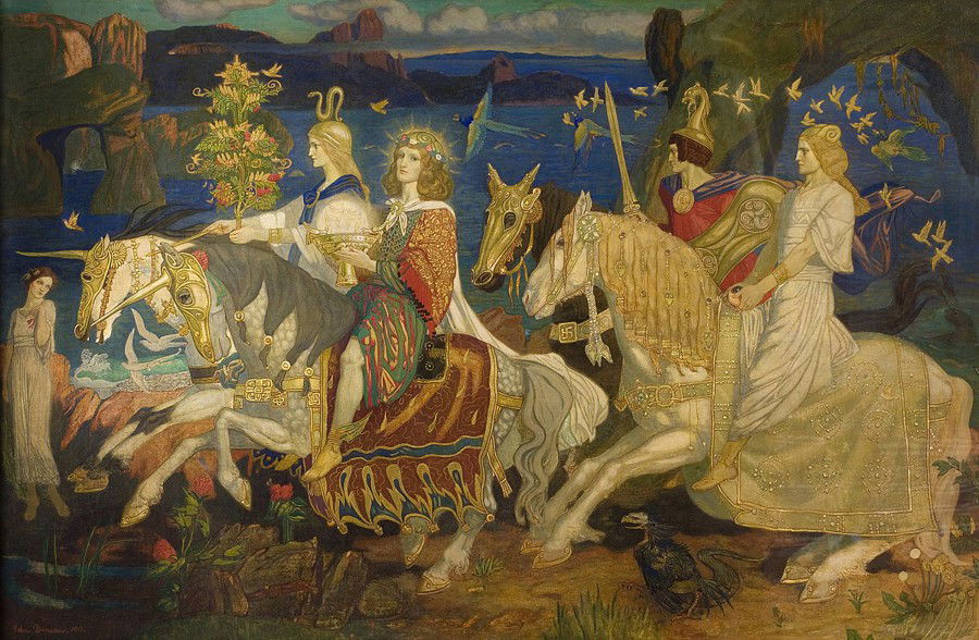 Painting by John Duncan, The Riders of the Sidhe (1911), Representing the Tuatha Dé Danann Mythology