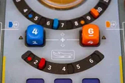 Dice that control the speed of the plane during the flight, and for the landing.