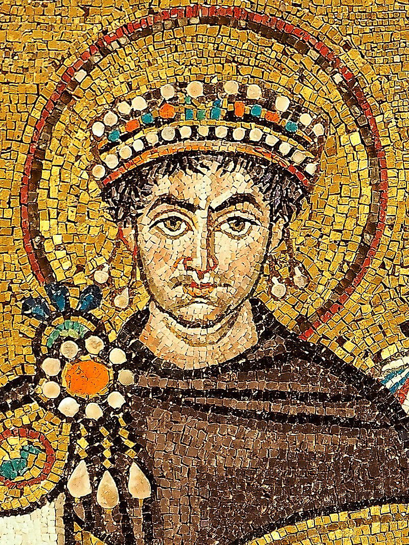 Mosaic of Justinian, Basilica San Vitale, in Ravena, Italy