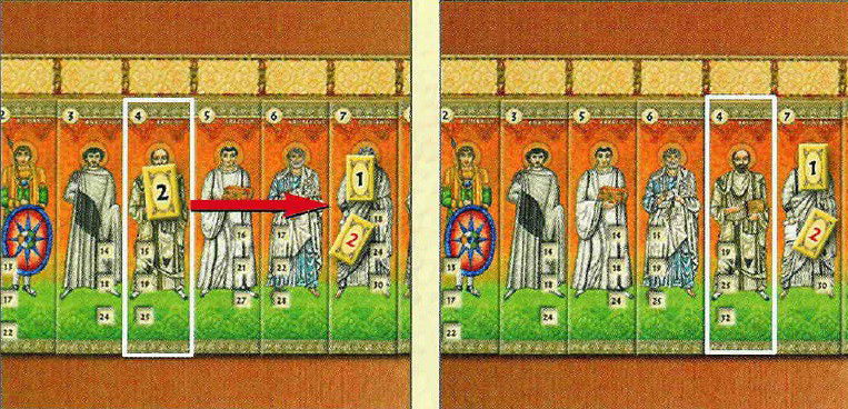 Character in position #4 moves two tiles to the right