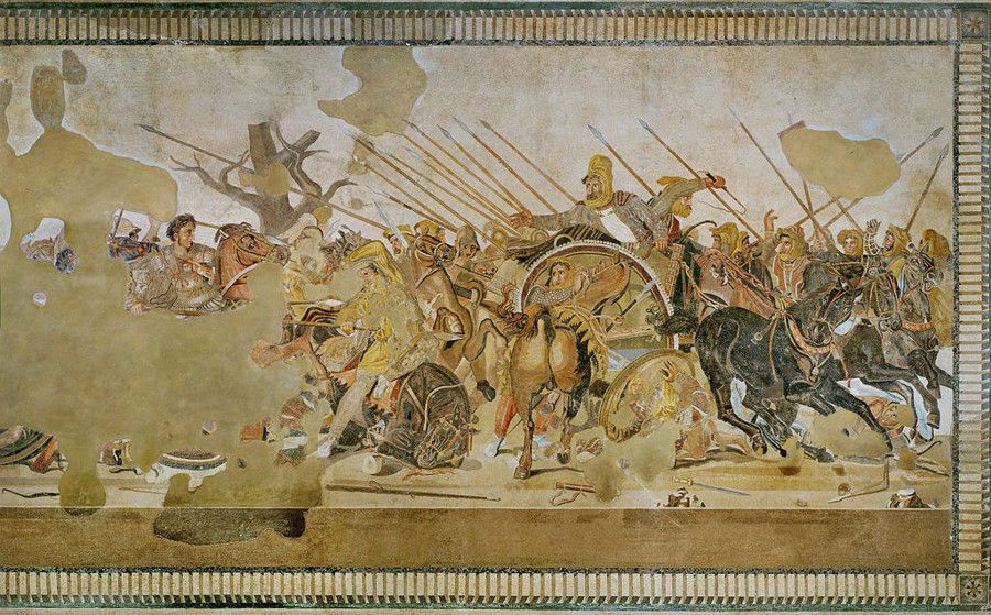 Battle of Issus, art on the National Archaeology Museum, in Naples
