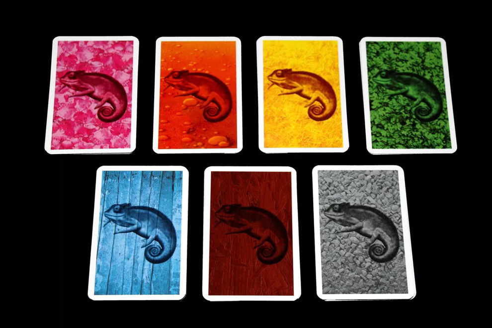 The game's 7 different colors and their chameleons