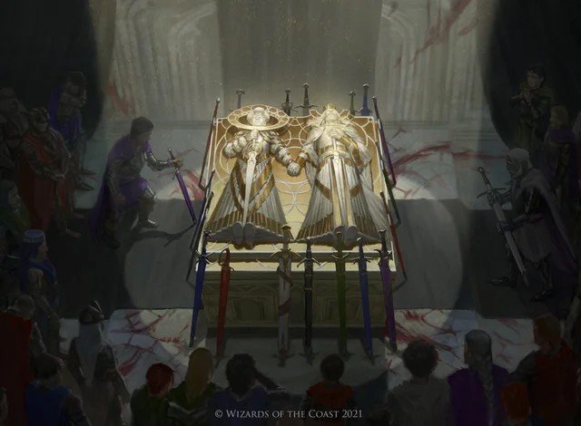 March of Machine: Aftermath would show the consequences of the war, including cards such as The Kenrith’s Royal Funeral, showcased earlier by WotC themselves.