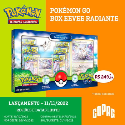 Jogo de Cartas Pokemon GO Box Especial Eevee Radiante Copag